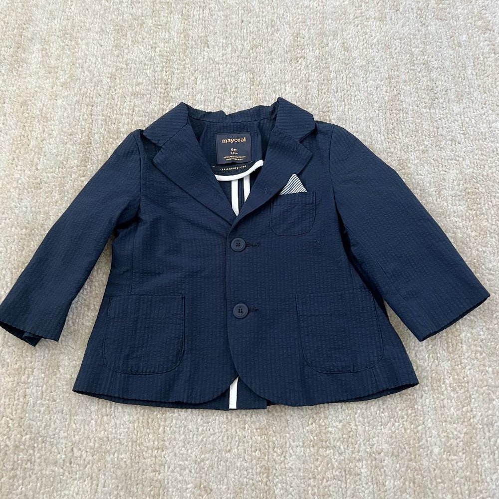 Mayoral Seersucker Blazer Jacket 6m Baby